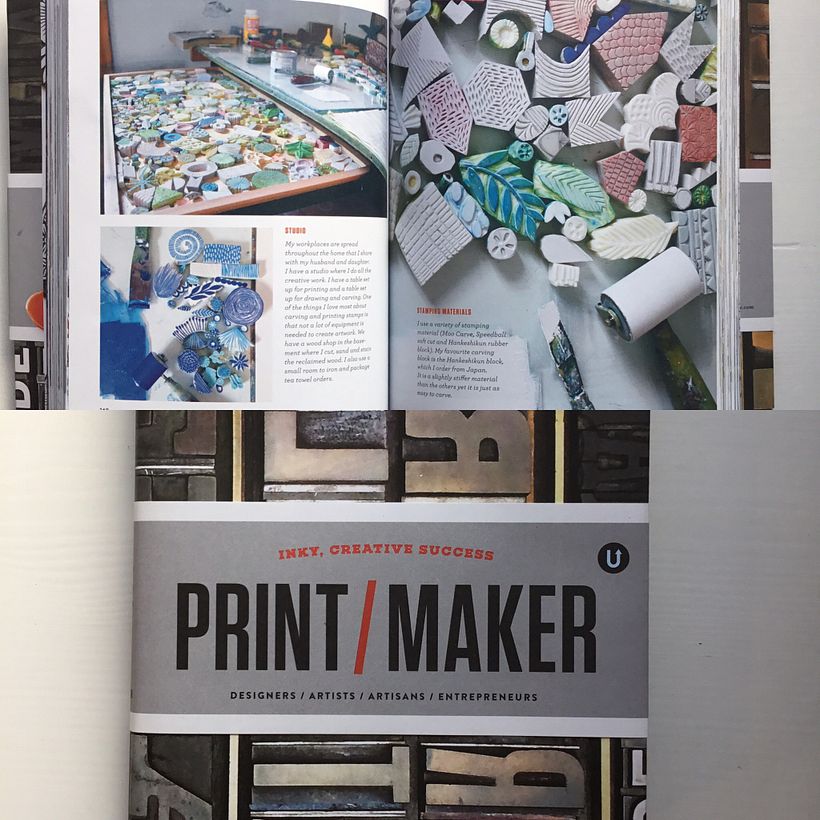 Cover and photos of stamps in Uppercase Magazine