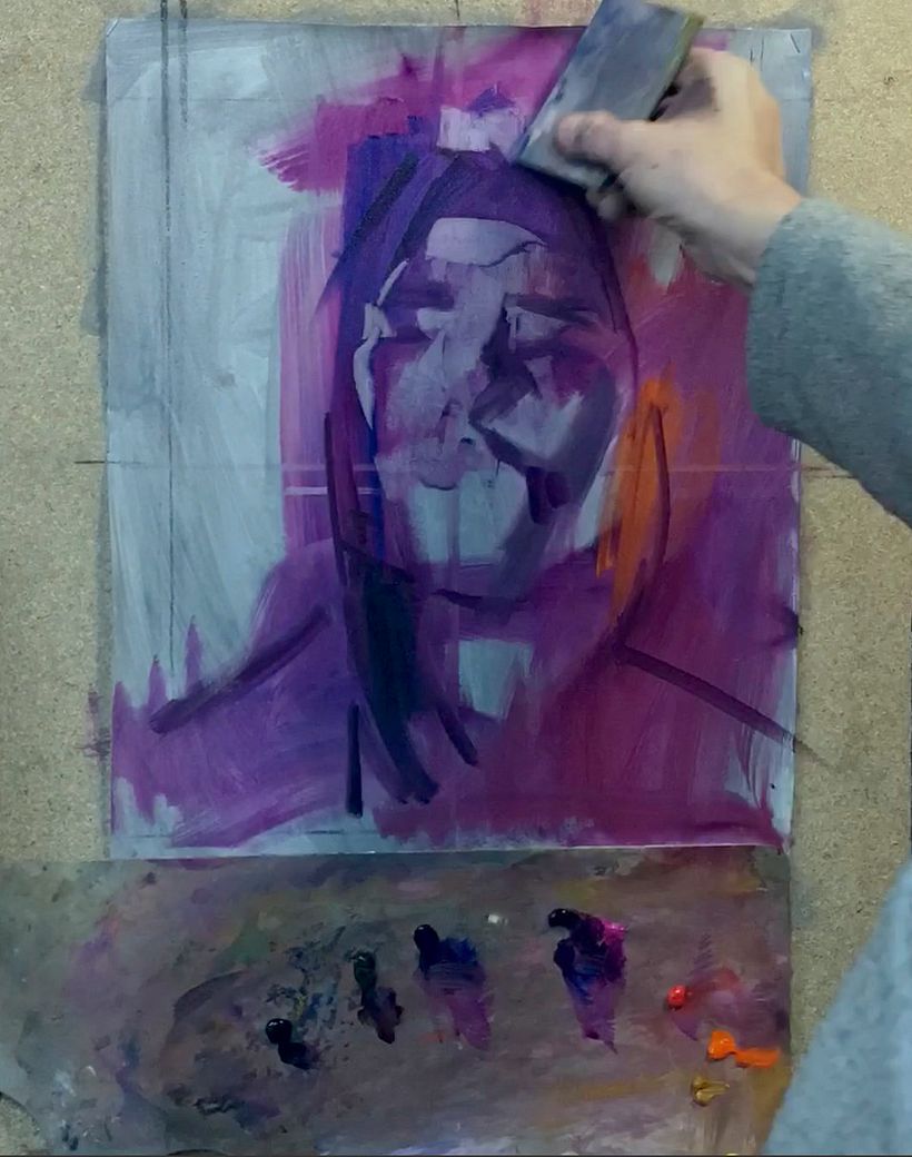 Wiping out and blocking in major shapes .