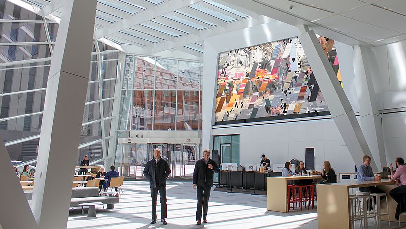Local Fabric: A generative artwork that weaves crowd-sourced photography of Boston in a public atrium. 5