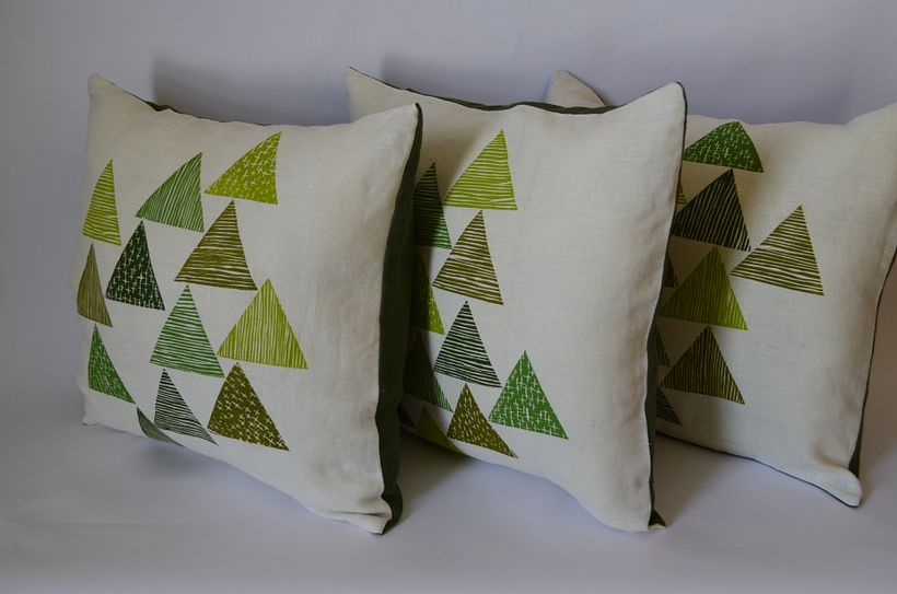 Hand printed and Hand sewn Pillows 16"x16"