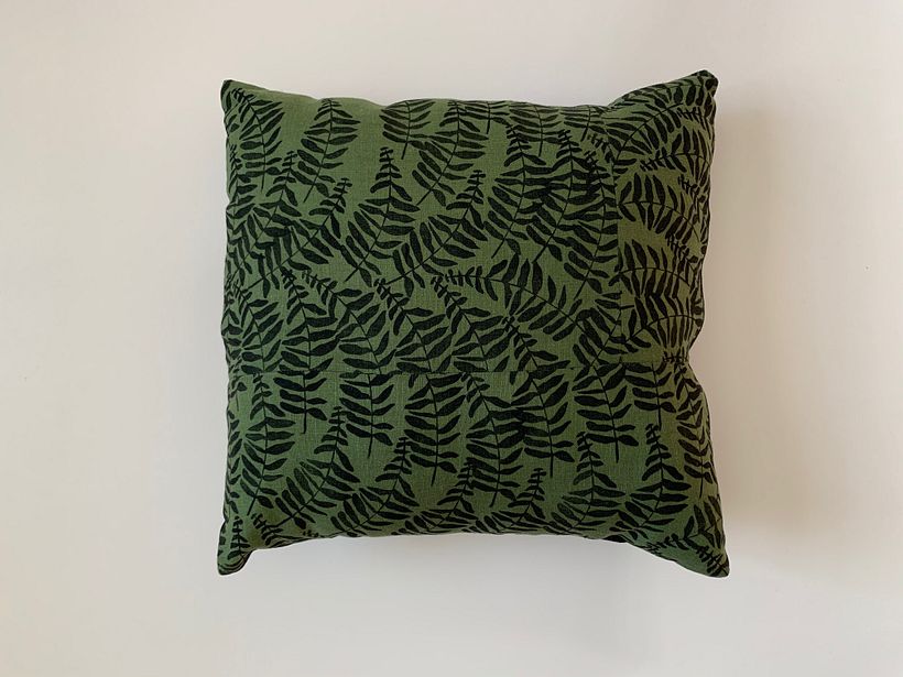 Hand stamped and hand Sewn Pillow 16"x16"
