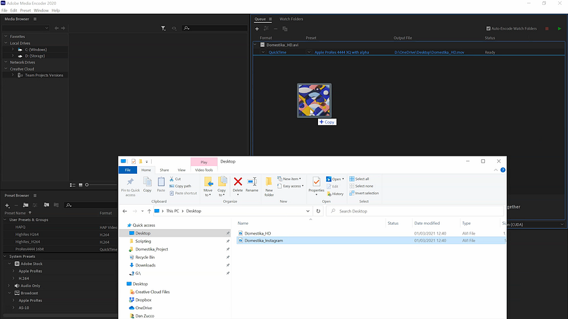 Arrastra tu archivo a Adobe Media Encoder.