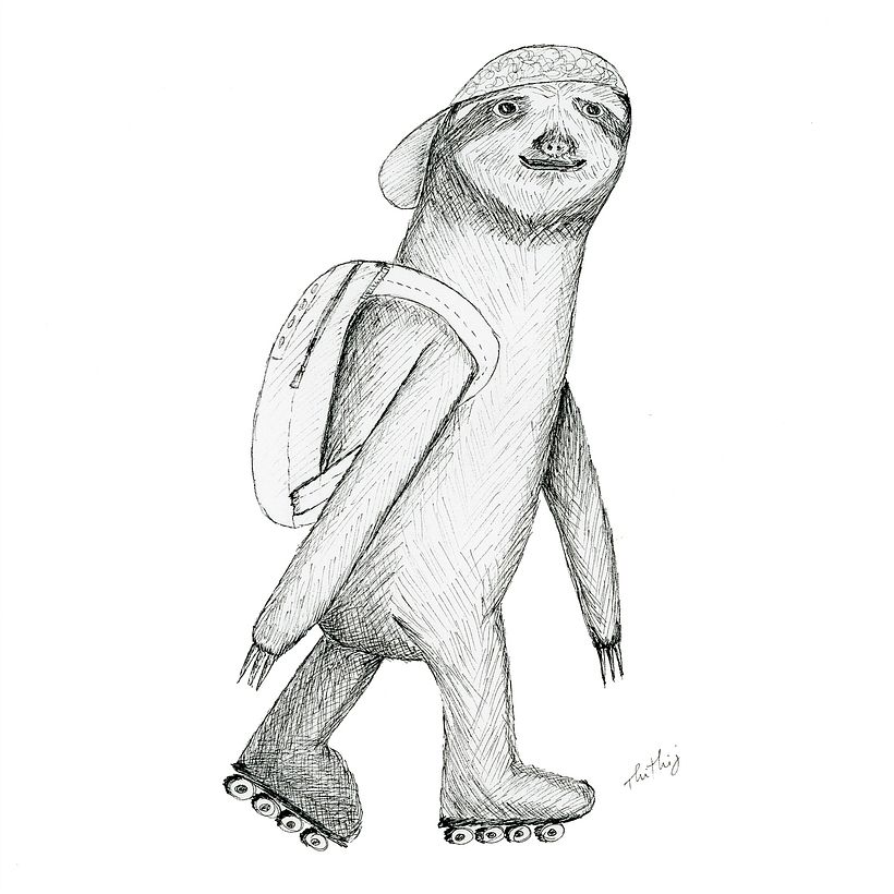 Sloth with inline skates