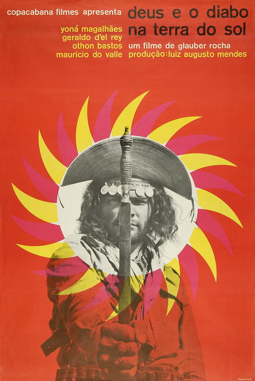 Poster for “Deus e o Diabo na terra do Sol”(Black God, White Devil), created by Rogério Duarte.