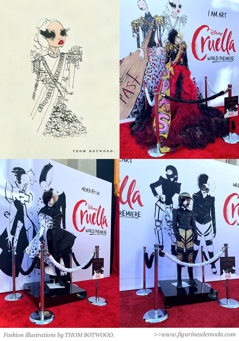 Las ilustraciones de moda de Thom Botwood en la premiere de la película CRUELLA