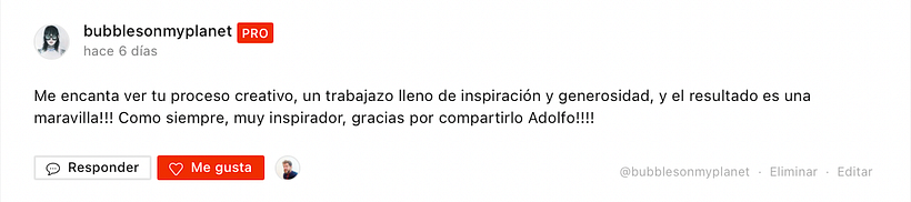 Los comentarios te ayudan a conectar con otros artistas.
