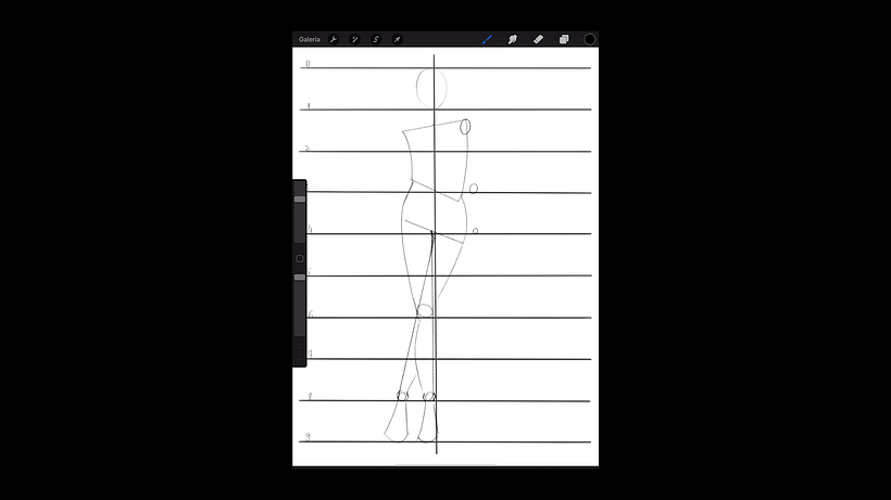 Draw the second leg in diagonal behind the first.