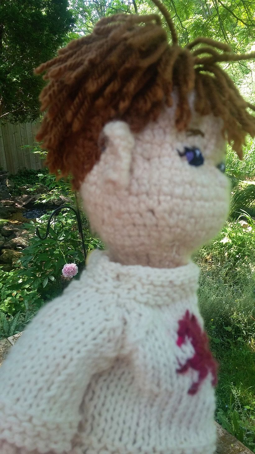 boys hair is long on top - rather wild! Had to invent ears.