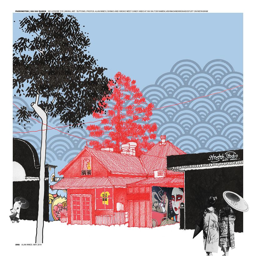 Uno de los dibujos de la serie Brisbane city drawings.