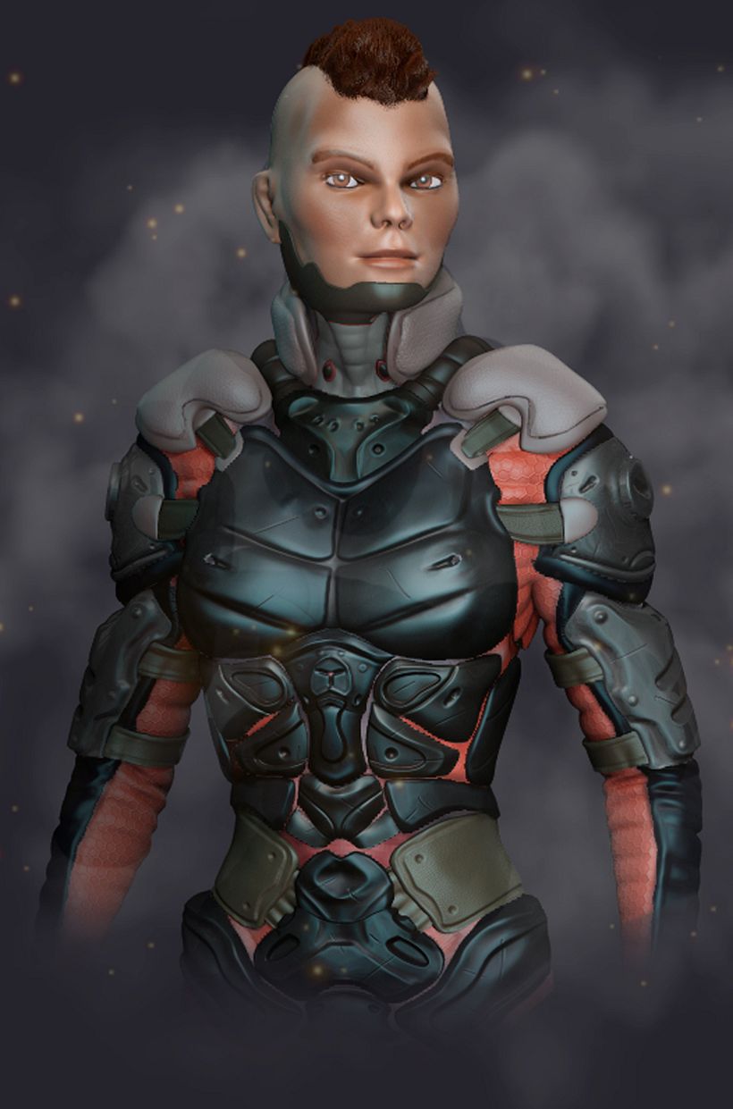 diseño de un personaje sci-fi