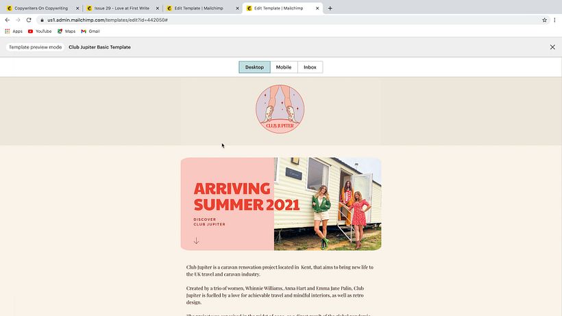 Previsualiza cómo se verá tu newsletter en Desktop...