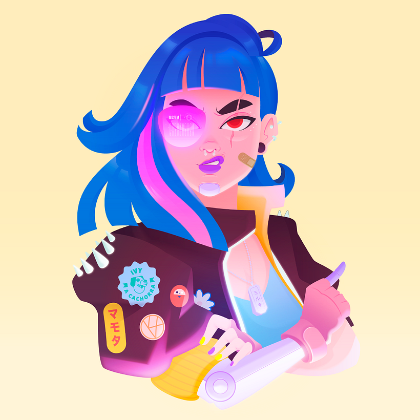 Cyber Punk Girl - Ilustración tradicional