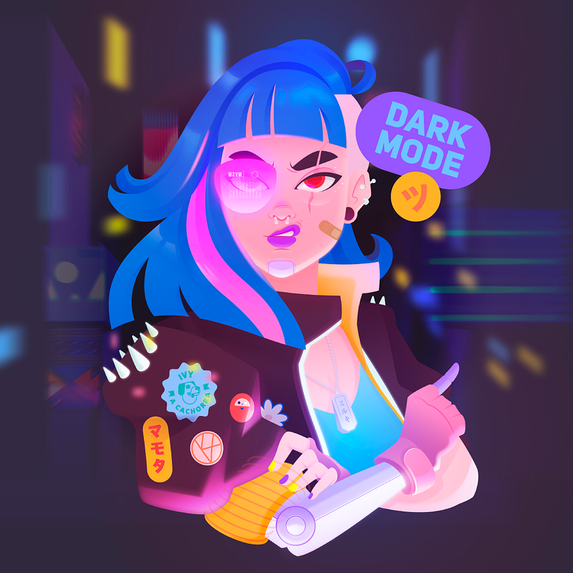 Cyber Punk Girl - Ilustración tradicional