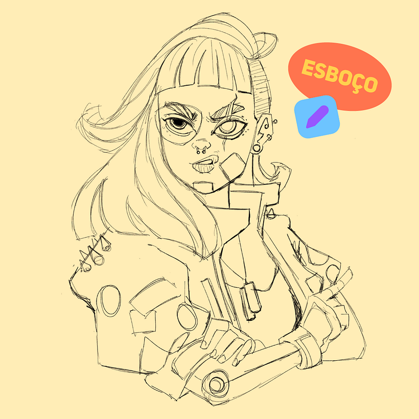 Cyber Punk Girl - Ilustración tradicional