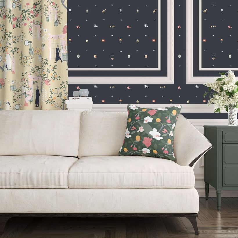 My project in Illustrated Pattern Design course: The Ladyship Room 6