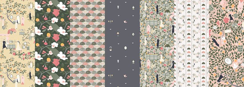 My project in Illustrated Pattern Design course: The Ladyship Room 7