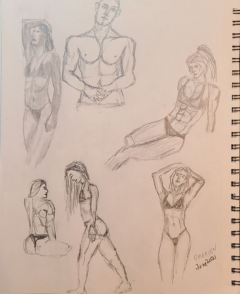 Fitness Models Figure Drawing, Grant Marven June 2021