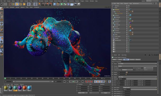 Interfaz de Cinema 4D.