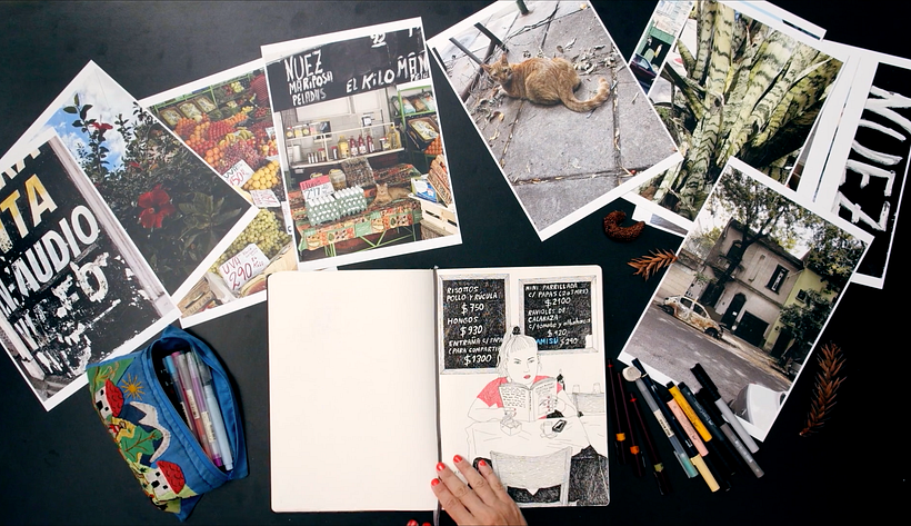 Powerpaola une diferentes técnicas en su diario personal.