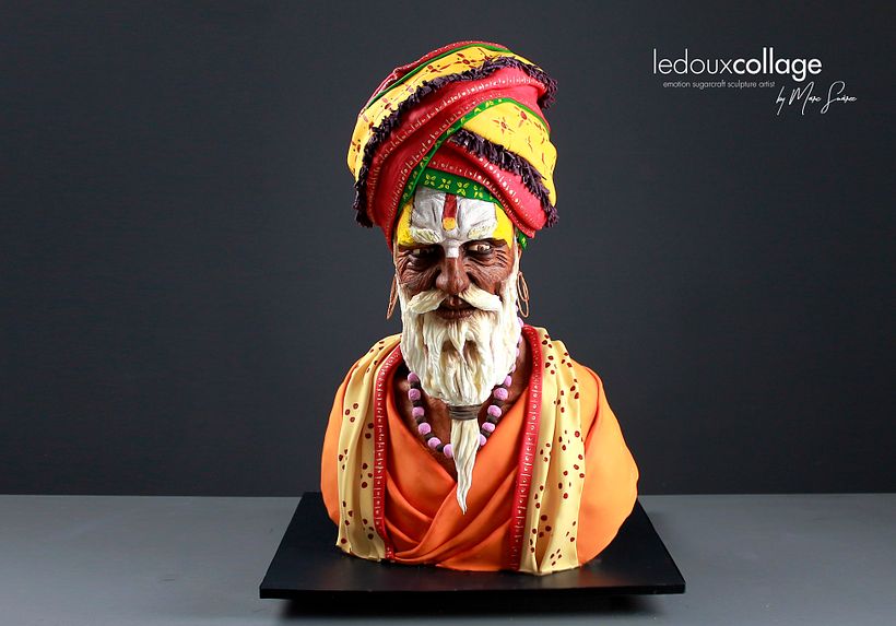 Escultura comestible en chocolate de un hombre de Varanasi, India 1