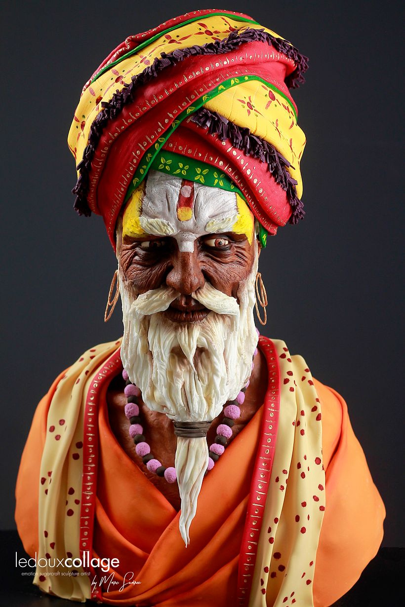Escultura comestible en chocolate de un hombre de Varanasi, India 3