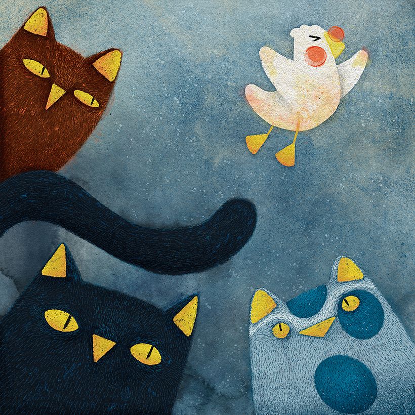 The Story of A Seagull and The Cat Who Taught Her To Fly - Traditional illustration