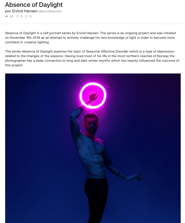 In 'Absence of Daylight', the artist tells the story of the project.