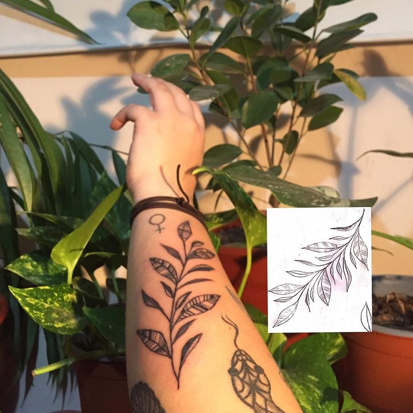 Mi Proyecto del curso: Tatuaje botánico con puntillismo 3