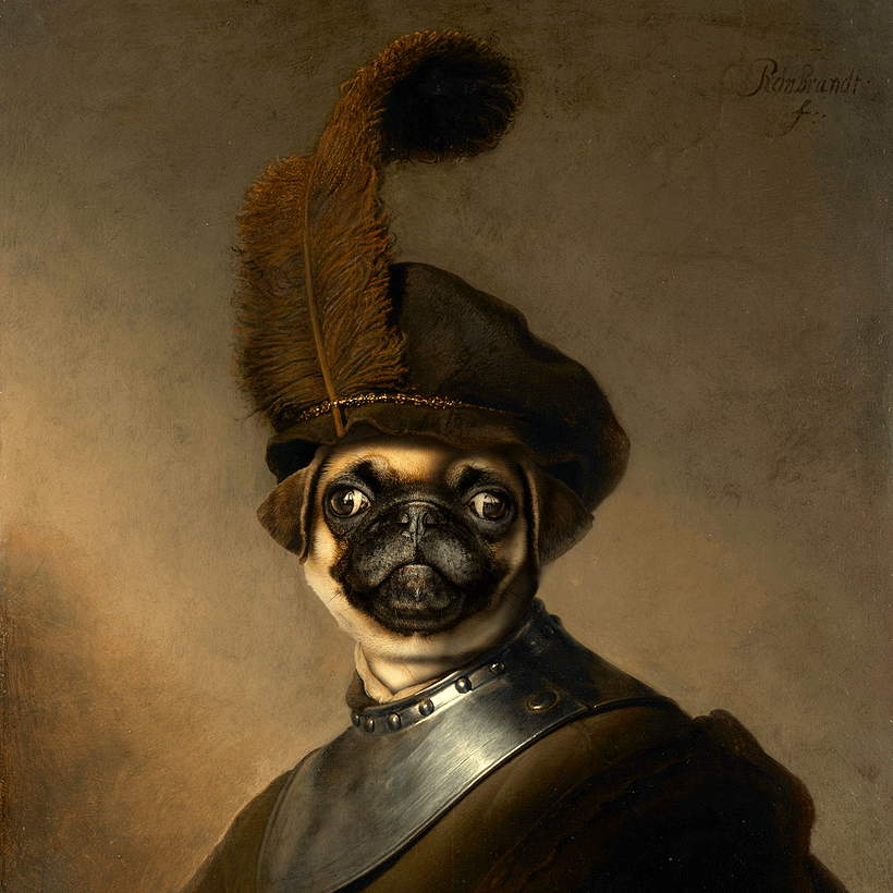 Cambiando el rostro de una pintura por la de un perro.