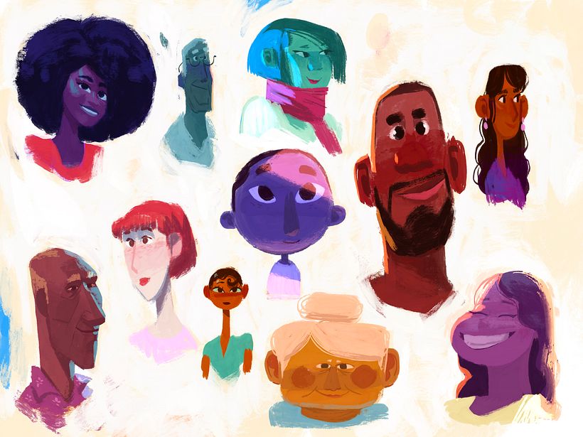 Shape-based invented portraits: Watercolor and Procreate 7