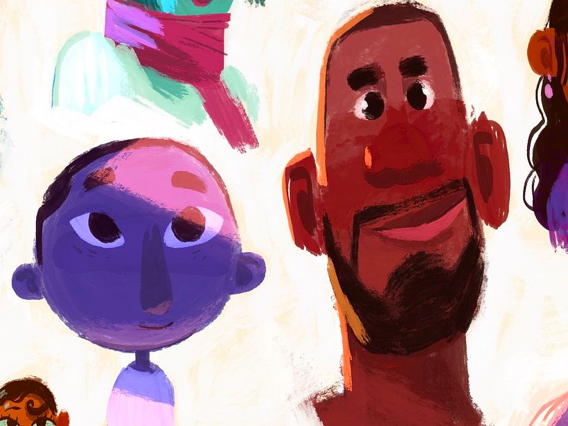 Shape-based invented portraits: Watercolor and Procreate 8