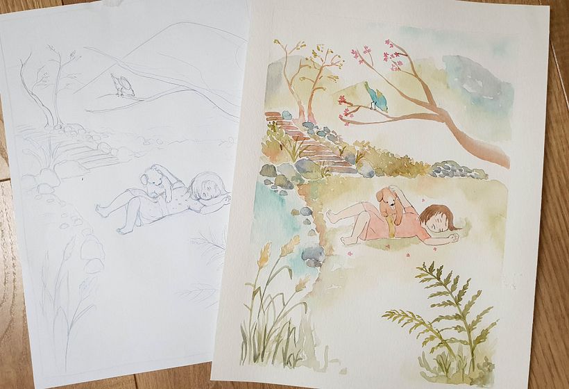 Mon projet du cours : Illustration à l’aquarelle dans le style japonais 2