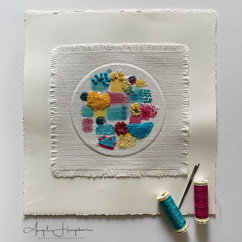 Sampler 1 on pre loved blin d linen