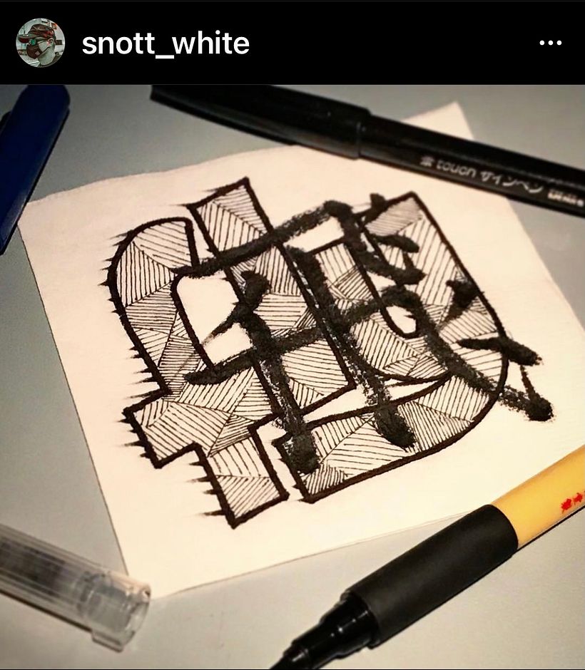 Kuretake Bimoji Brush Pen (Med.) and Pentel Fude Touch Signpen on United Napkin, midair.