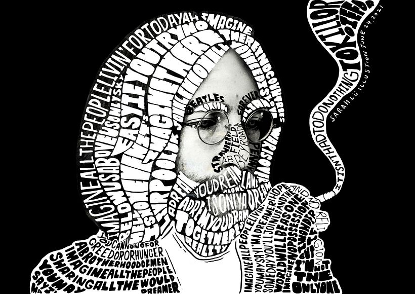 Hand-Drawn Typographic Portrait_John Lennon / IMAGINE 3