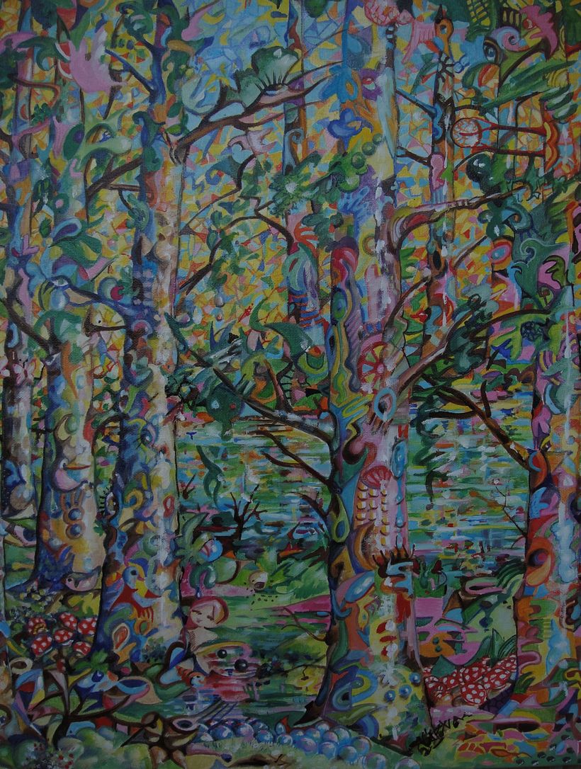 Bosque azul. Óleo sobre tela. 