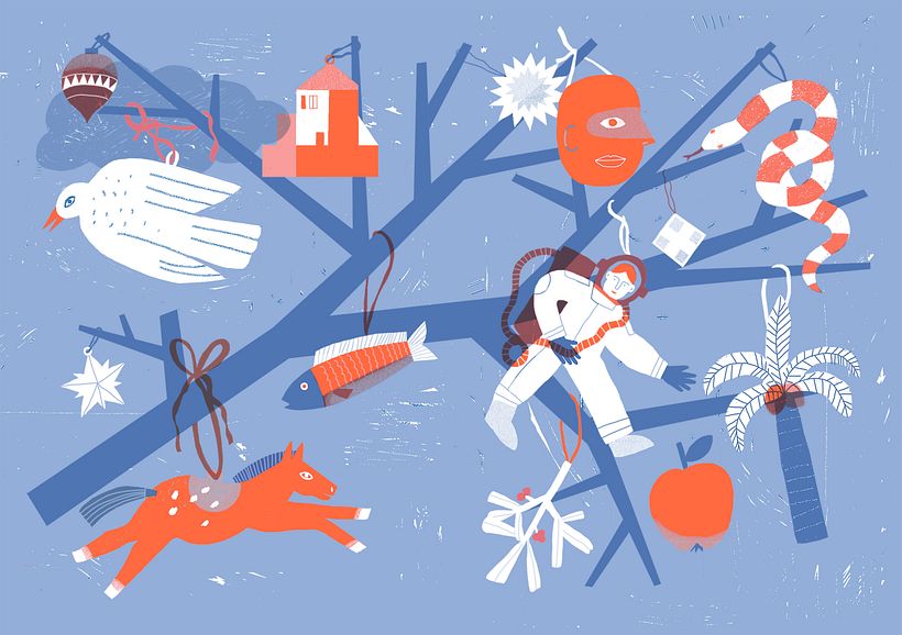 Design for risograph folded card - Traditionelle Illustration