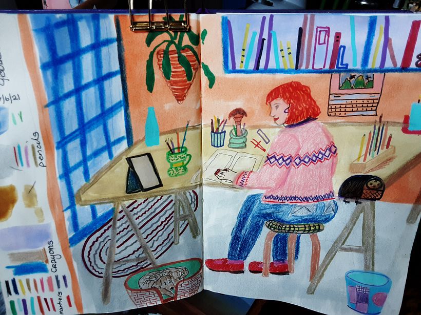 My finished project using gouache paints,  crayons, markers and coloured pencils.