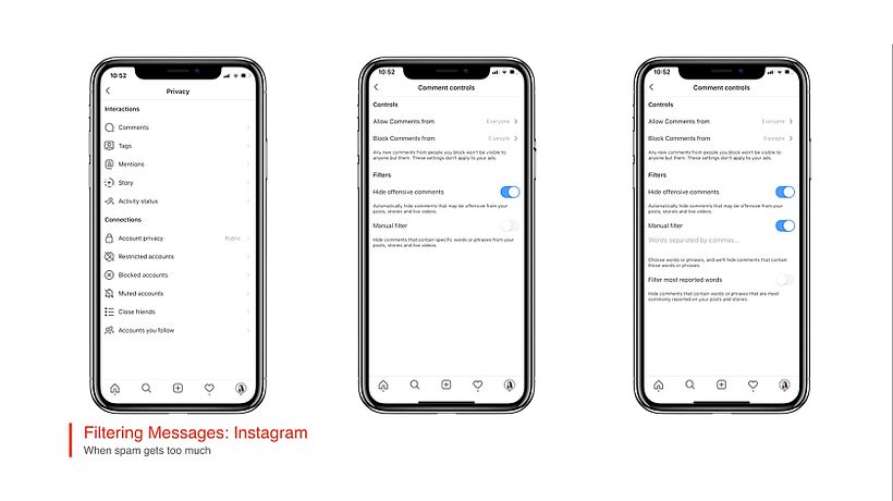 Se receber muito SPAM, você pode optar por filtrar as mensagens