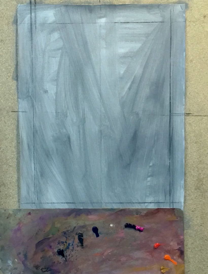 Started this new portrait on canvas stapled on a board. 