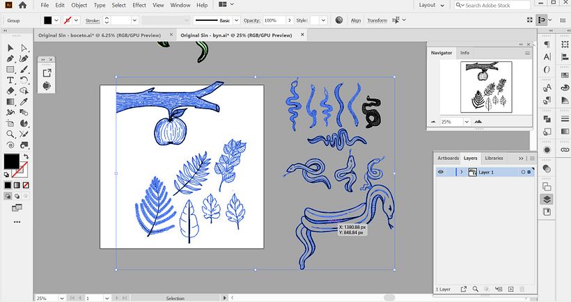 Vectorizando y editando las acuarelas