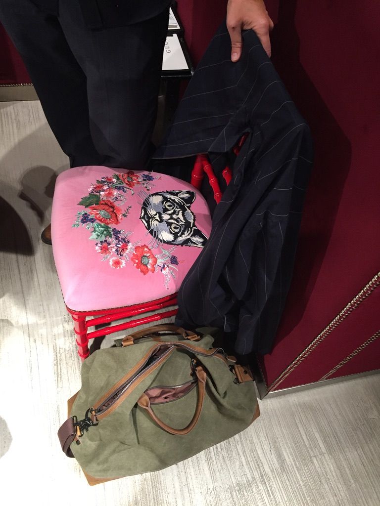 Very cool embroidered Gucci chair 