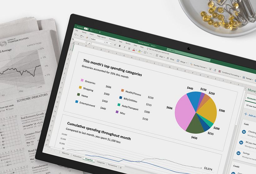 Microsoft Excel can also be used to manage household finances.