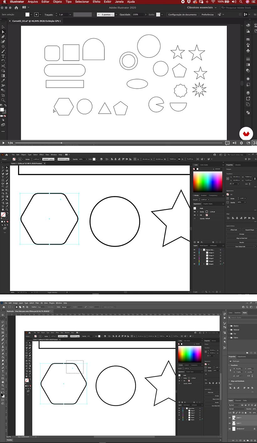 Dúvida sobre Illustrator - ferramenta de seleção Direct Selection Tool (A). 1