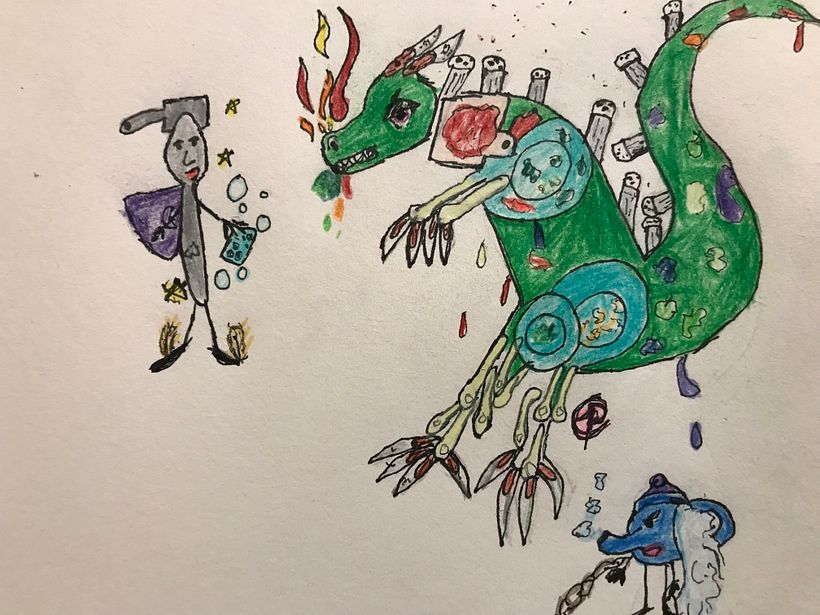 A Spoon Battling a Dirty Plate Dragon