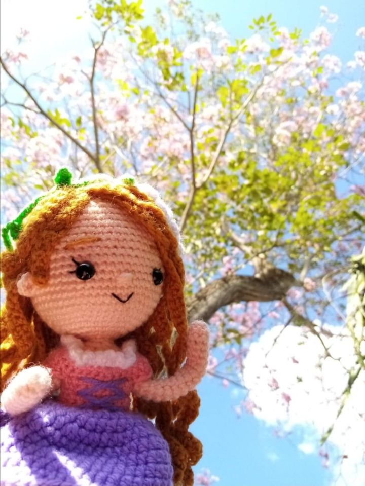 rapunzel que tejí con un patron de green frog