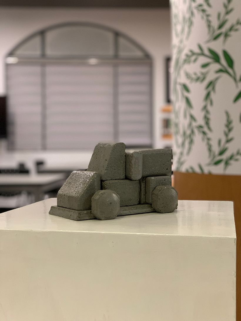 Interactive concrete sculpture with a semi matte sealant as finish
