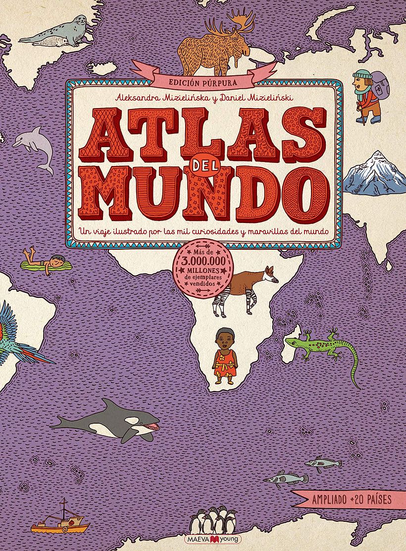 Los Mizielinski suelen reeditar el atlas sumando países y cambiando el color de las portadas.