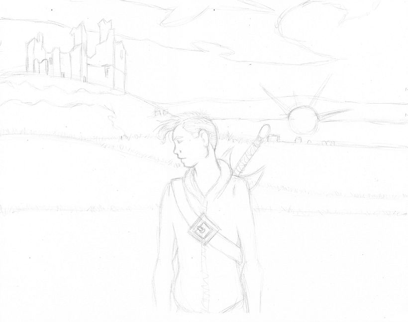 Dibujo en hoja de acuarela.