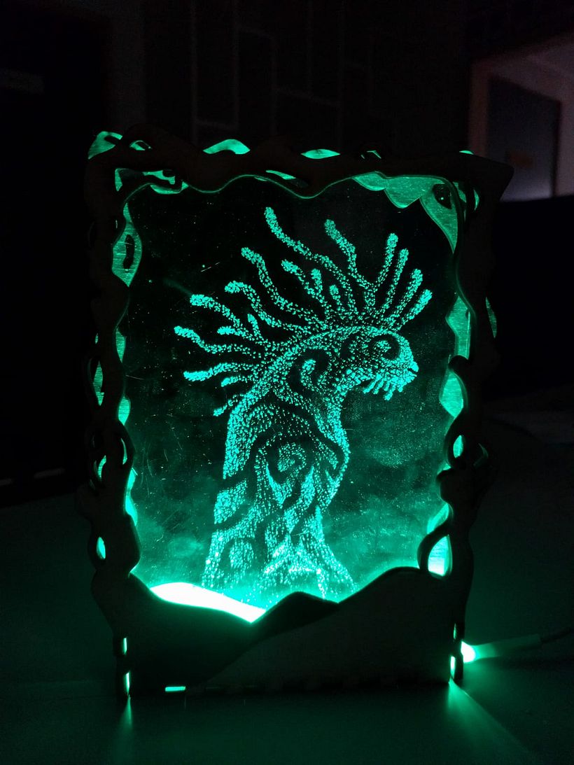 The Forest God at nighttime